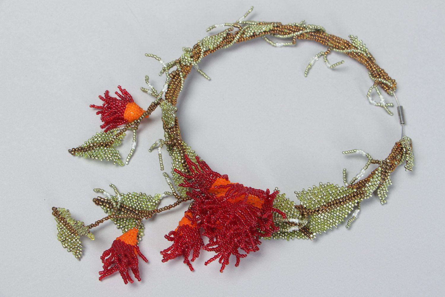 Красочное ожерелье из бисера в виде жгута с речным жемчугом ручной работы  фото 2
