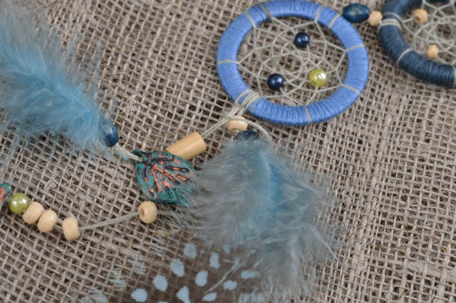 Handmade designer keychain Indian amulet Dreamcatcher with feathers photo 4