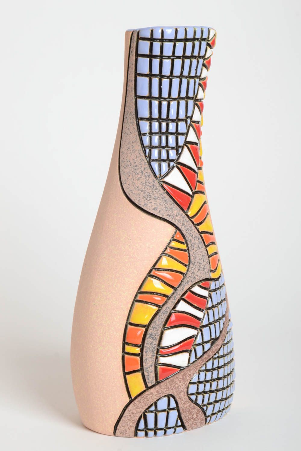 Сувенир ручной работы керамическая ваза для цветов декор интерьера оригинальная фото 2