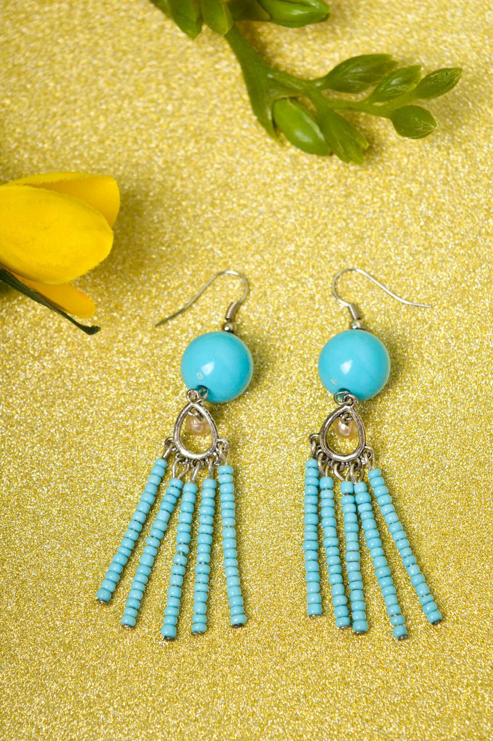 Handmade earrings long earrings with charms designer jewelry gift ideas photo 1