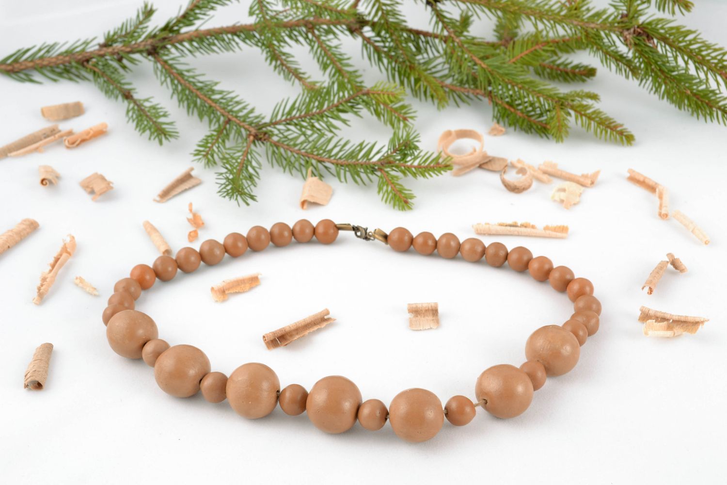 Ceramic bead necklace in eco style photo 1
