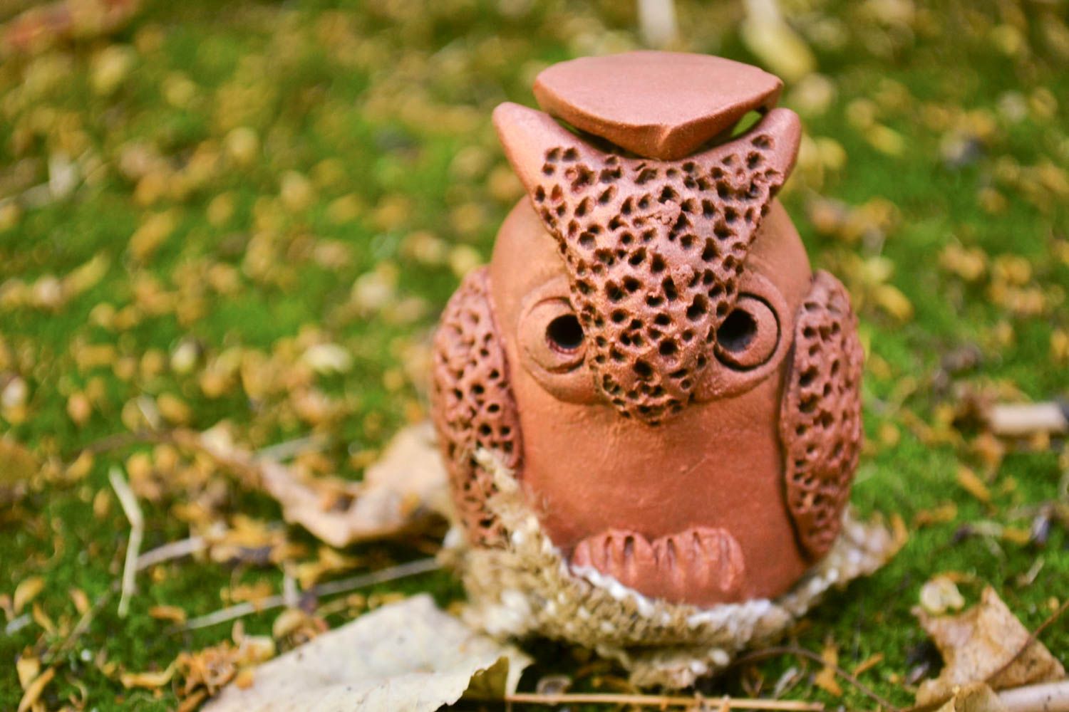 Figurine hibou fait main Statuette céramique Déco maison cadeau insolite beau photo 1