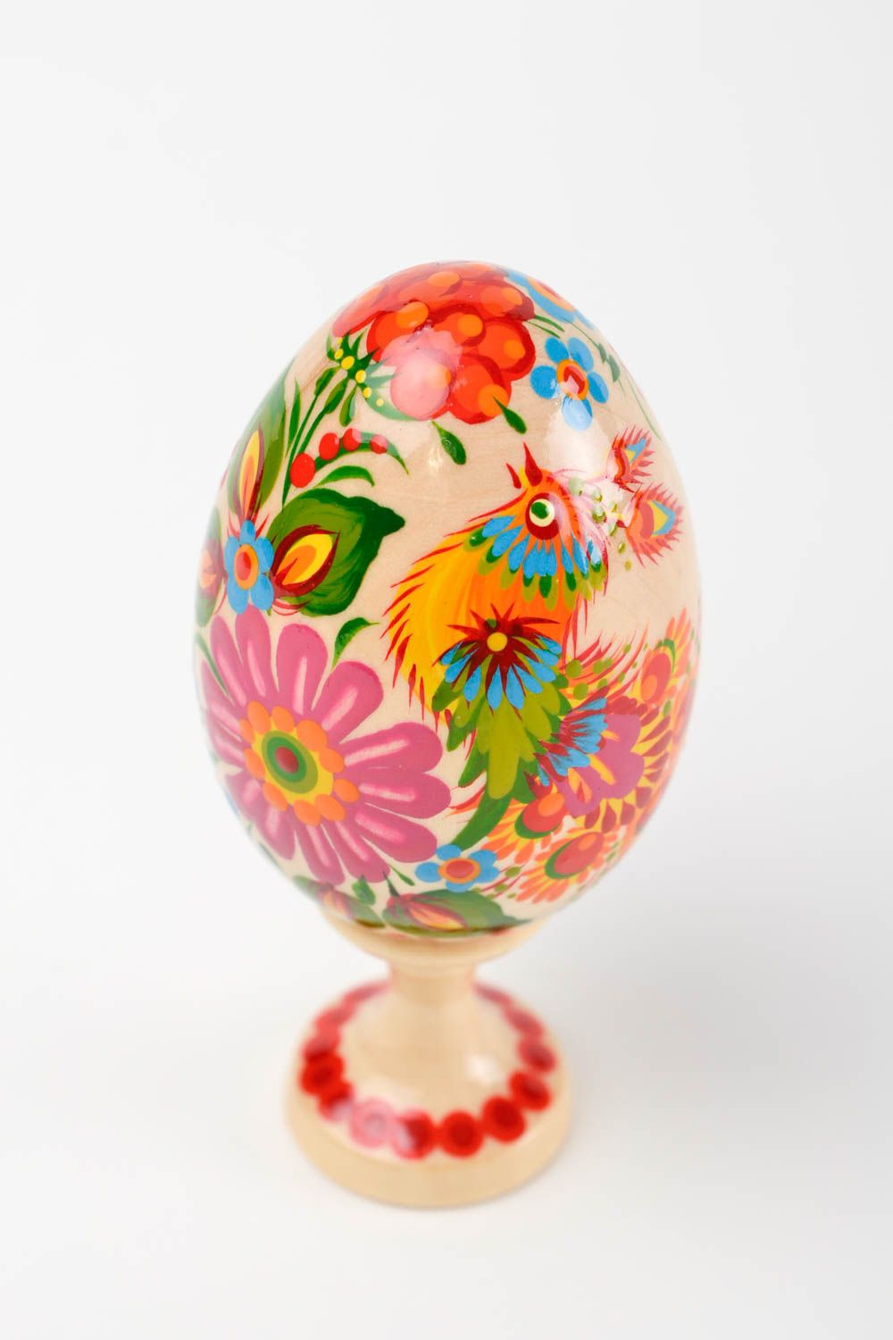 Пасхальное яйцо ручной работы пасхальный декор деревянное яйцо на подставке фото 4