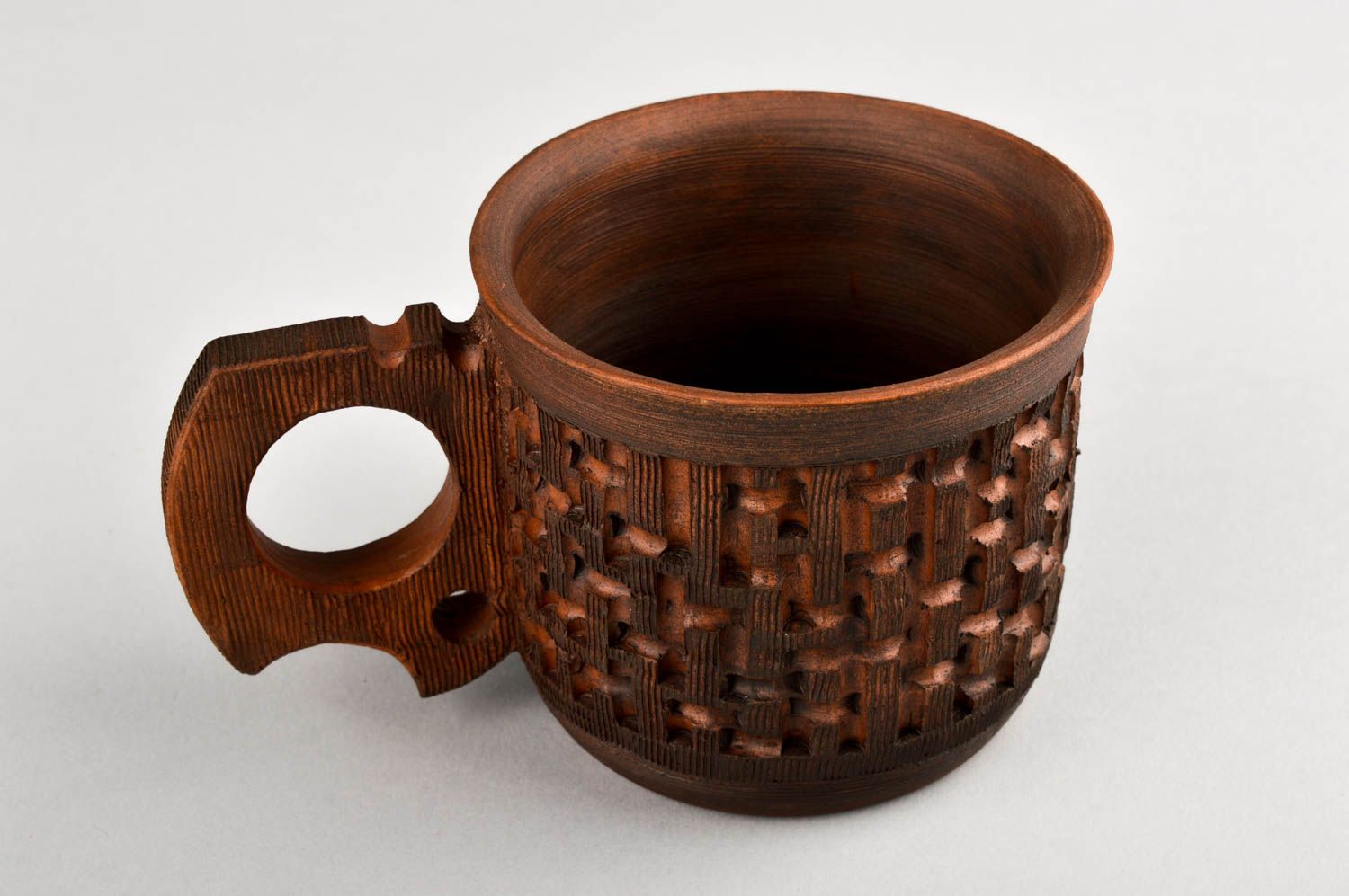 Théière faite main Tasse originale Service thé design de créateur argile cuir photo 5