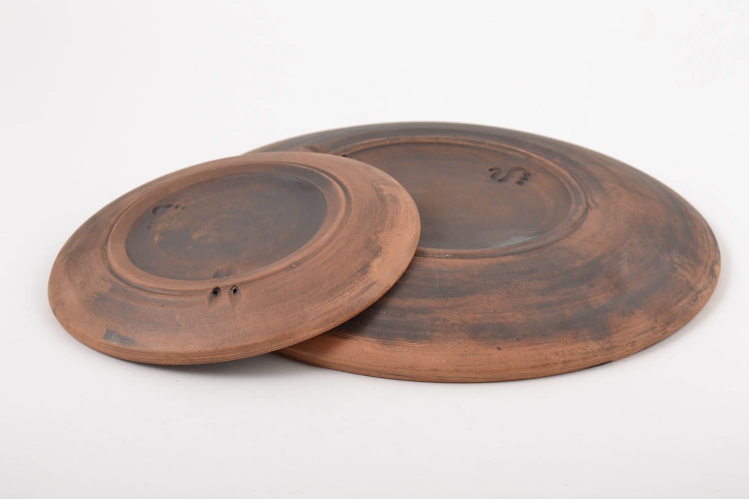 Handmade Keramik Geschirr Teller Set Küchen Zubehör Teller aus Ton 2 Stück foto 4