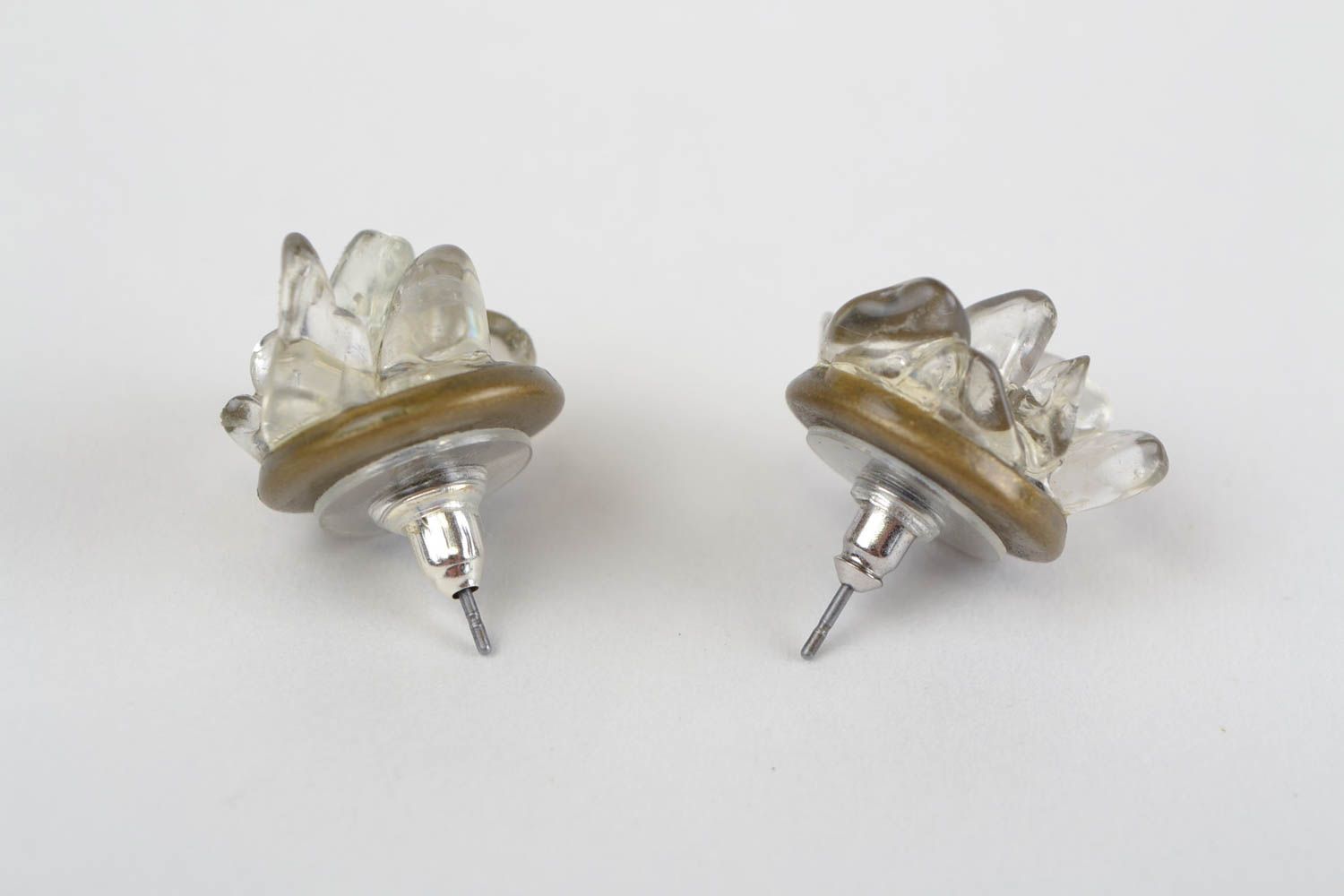 Boucles d'oreilles puces Bijoux fait main Cadeau pour femme cristal de roche photo 10