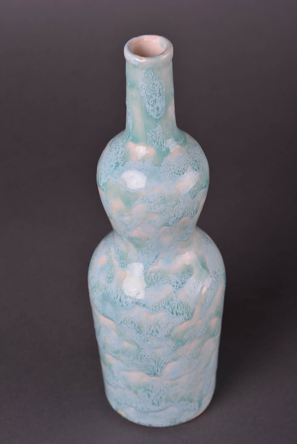 Посуда ручной работы глиняная бутылка голубая керамическая бутылка 700 мл фото 3