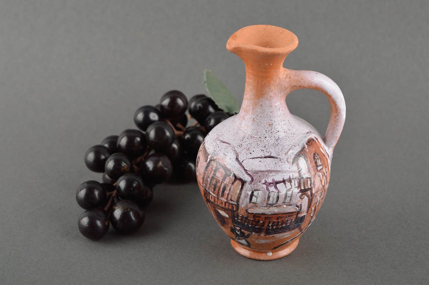 Handmade ceramic painted decorative wine decanter 0,38 lb photo 1