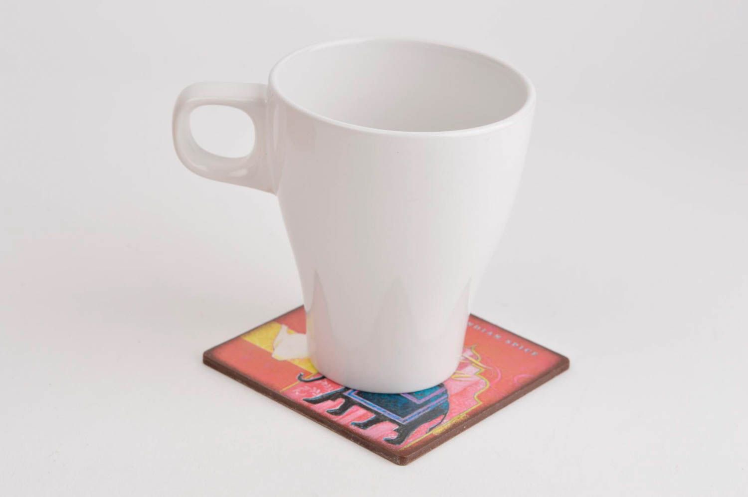 Handmade unusual decoupage coaster cute square coaster table stand for cups photo 5