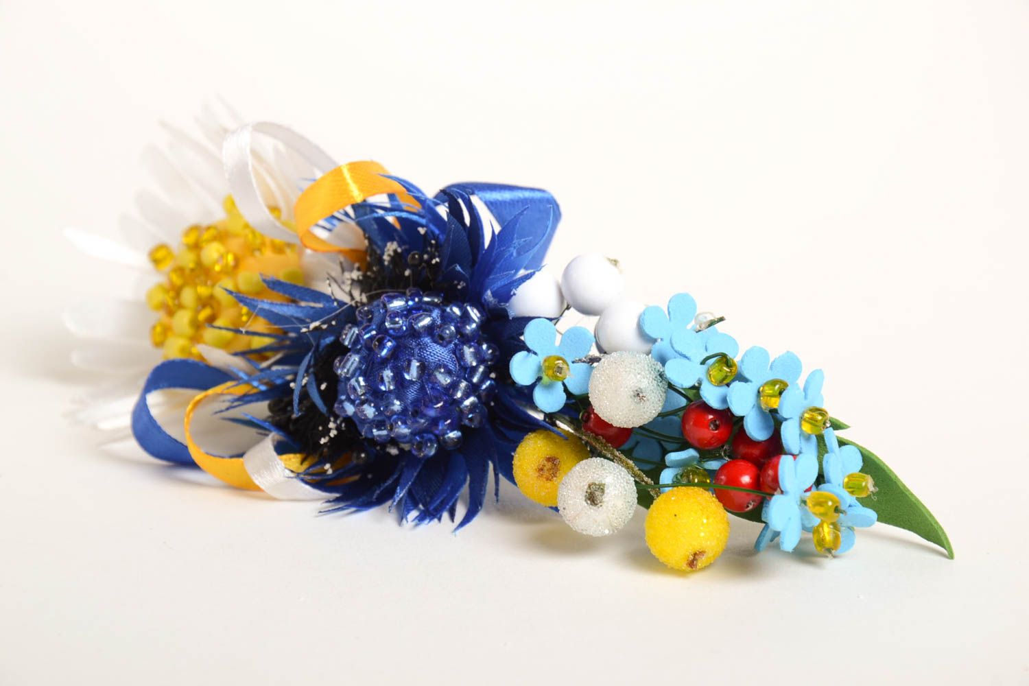 Handmade flower hair clip unusual stylish accessory beautiful barrette photo 5