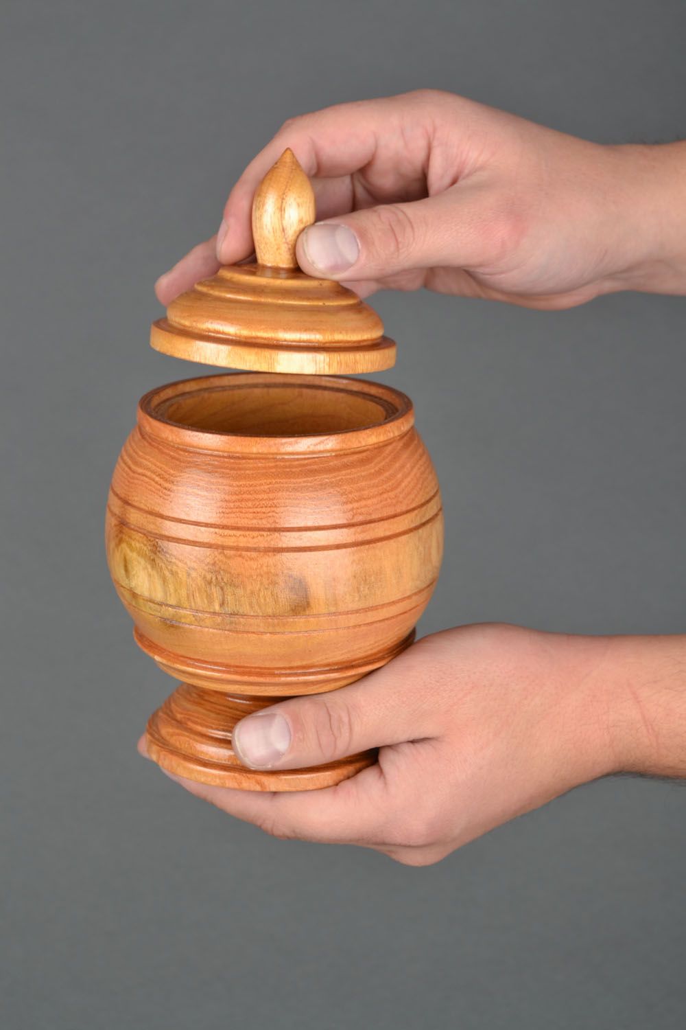 Pot à épices en bois d'acacia avec couvercle photo 2