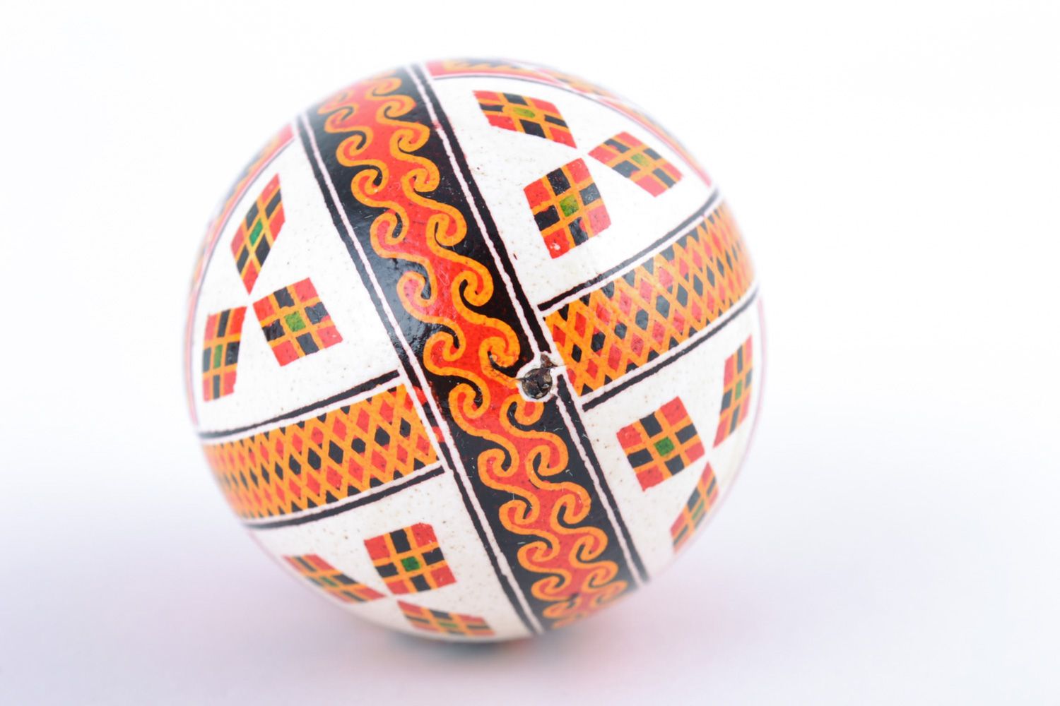 Bright painted Easter chicken egg with patterns of white background photo 5