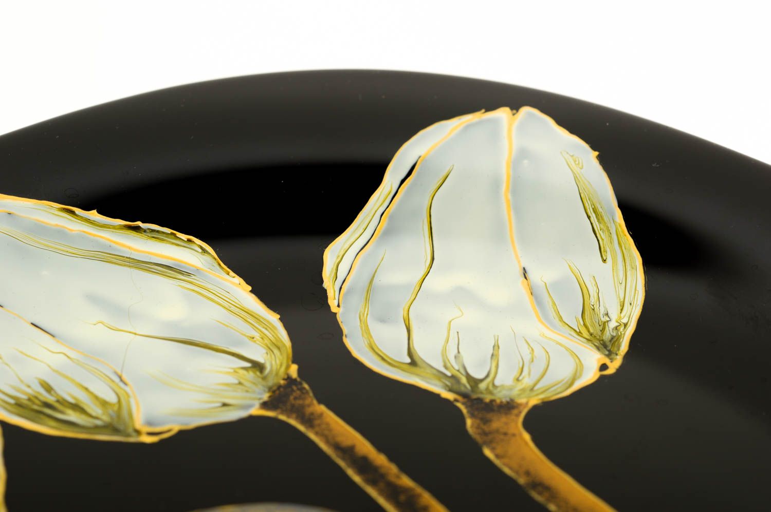 Plato de cristal hecho a mano vajilla moderna utensilio de cocina con tulipanes foto 4