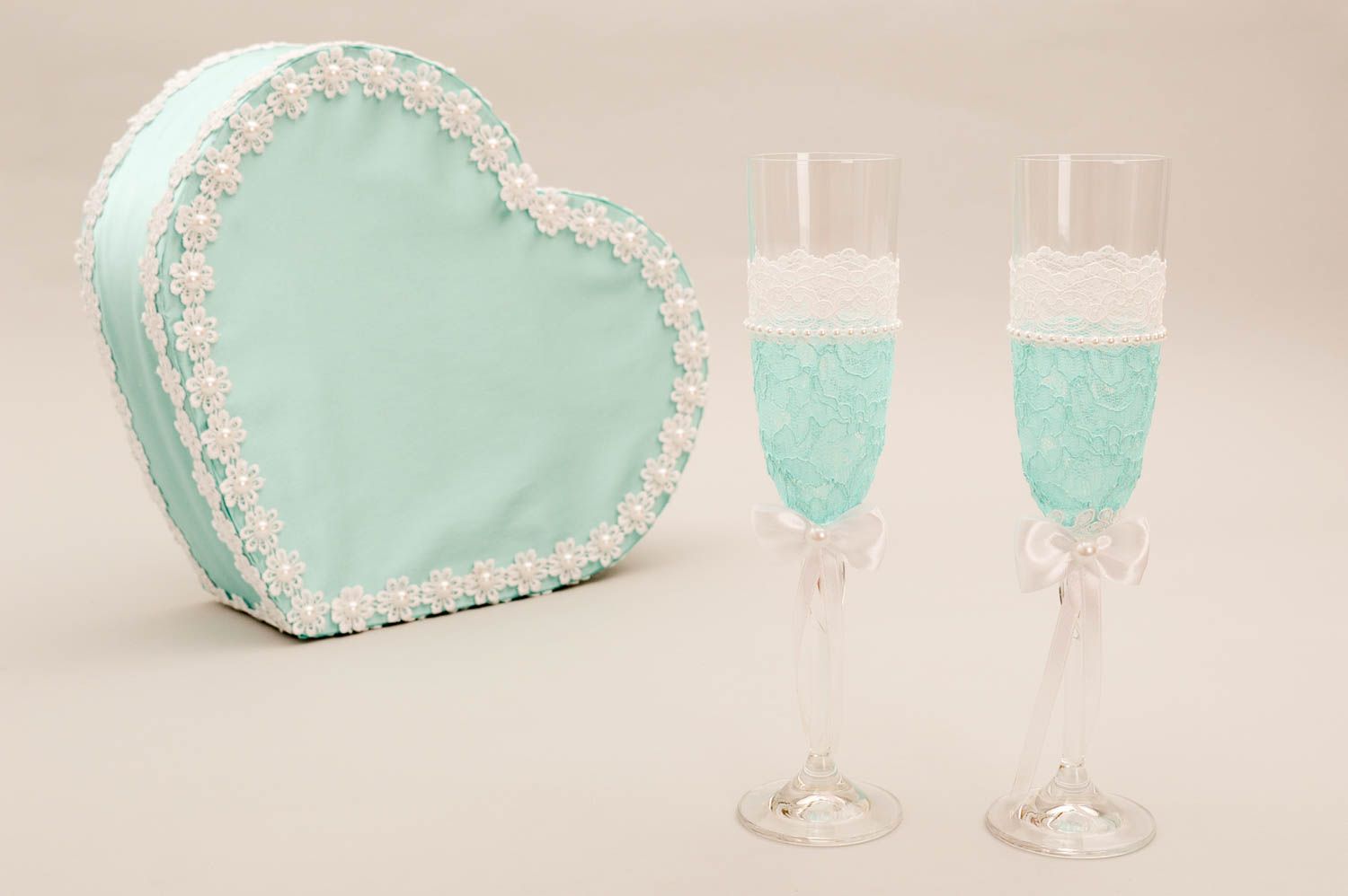 Handmade wedding glasses unusual pillow for rings designer bracelet wedding set photo 4