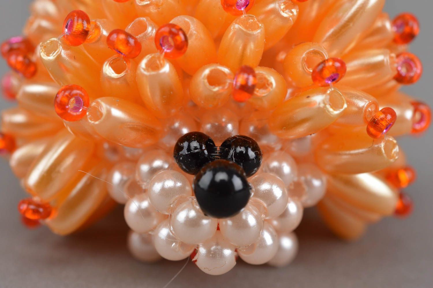 Hérisson en perles de rocaille figurine orange décorative faite main originale photo 5