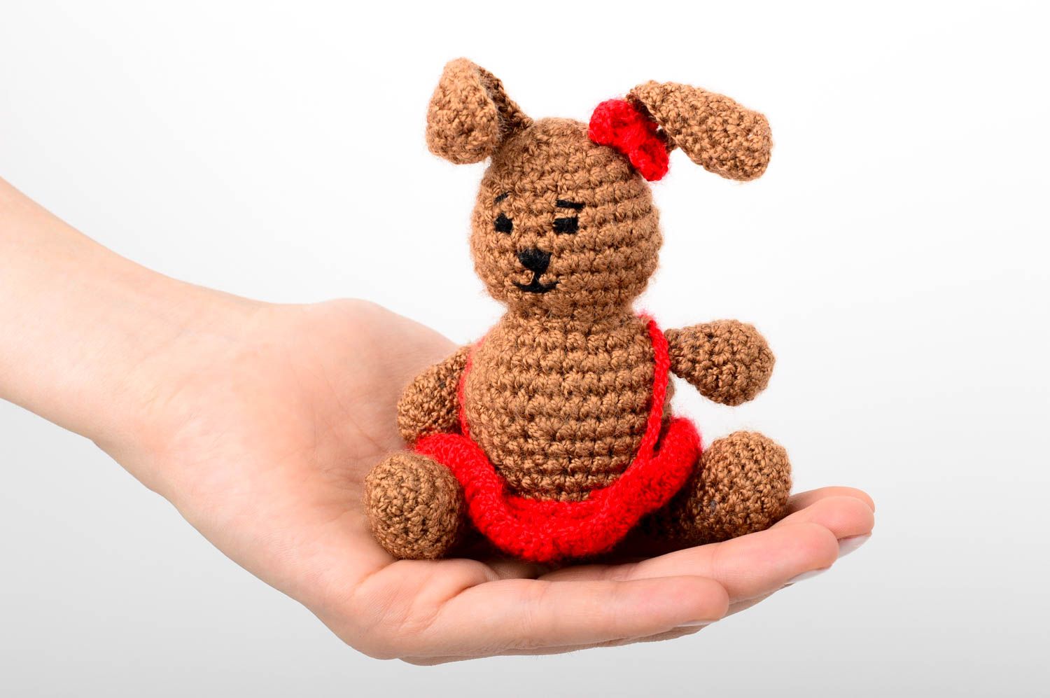 Doudou lapin fait main Jouet tricot en fils acryliques au crochet Cadeau enfant photo 2