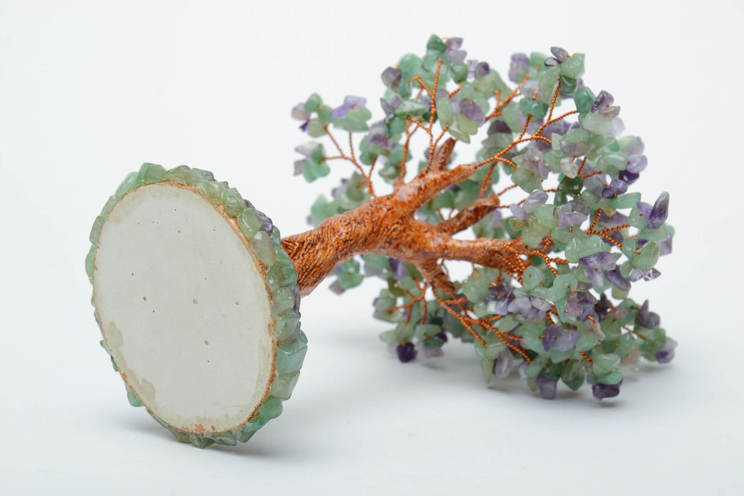 Декоративное дерево бонсай с натуральным камнями аметистом нефритом фото 4