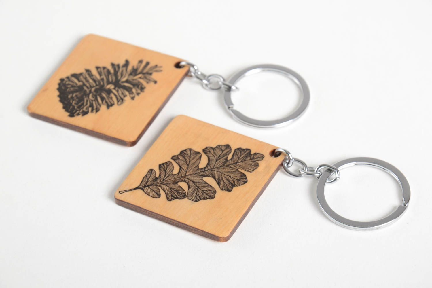Paar Schlüsselanhänger mit Print handmade Schlüsselanhänger Holz Geschenk Idee foto 4