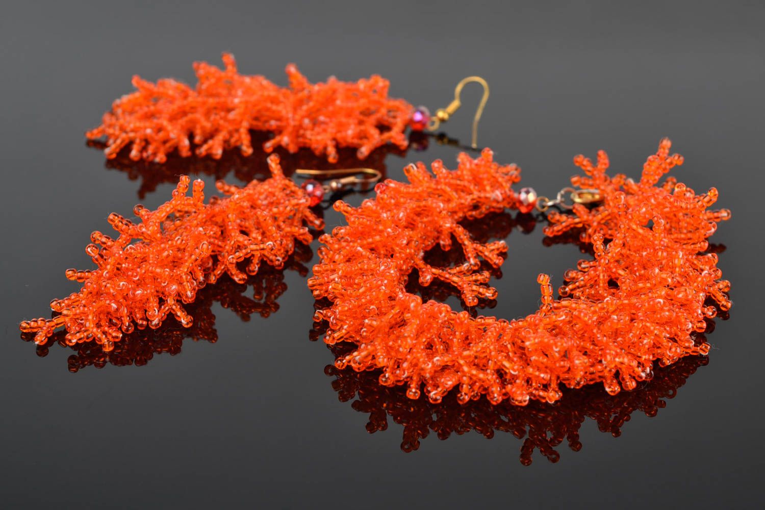 Комплект украшений ручной работы модная бижутерия украшения из бисера оранжевые фото 1