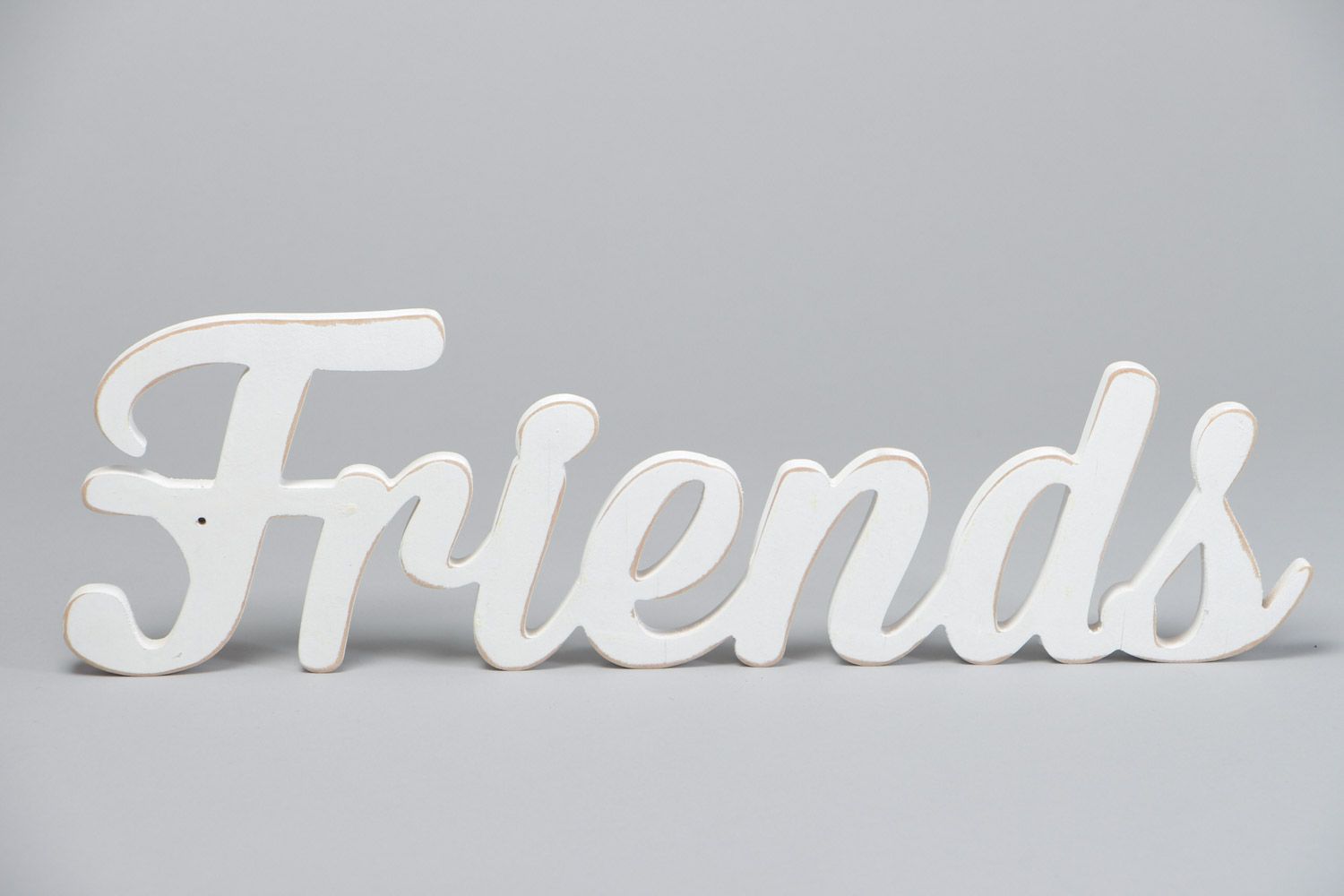 Letrero decorativo de contrachapado palabra Friends pintada blanca artesanal foto 2