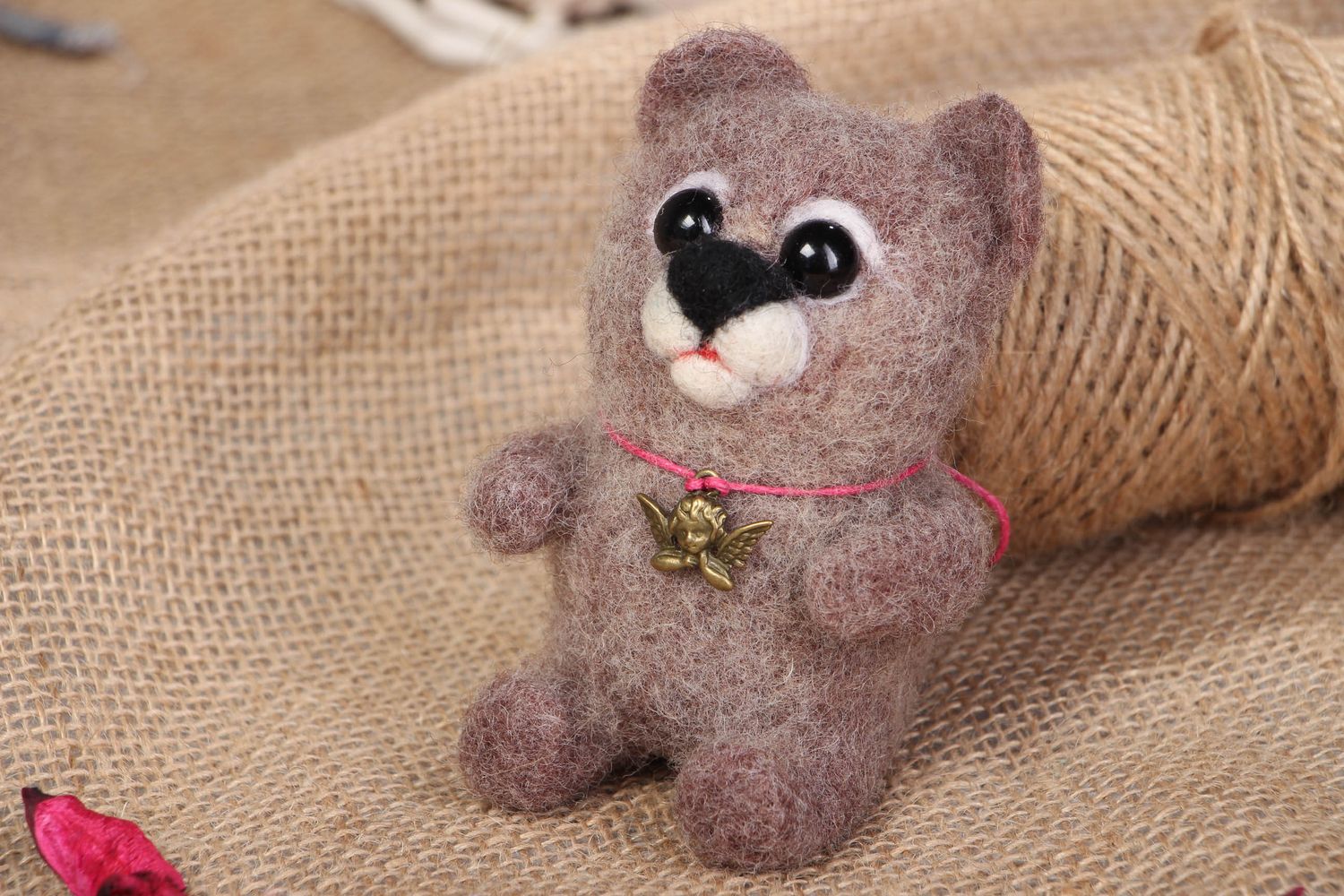 Felted wool toy bear photo 5