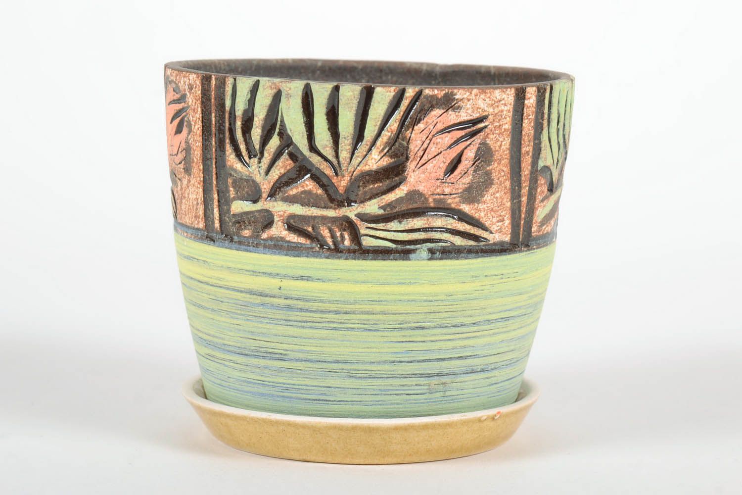 Pot de fleurs en céramique avec soucoupe photo 2