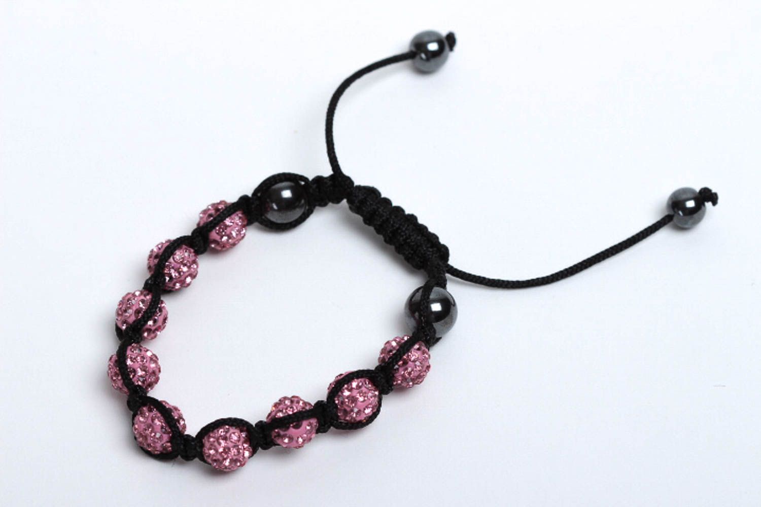 Bracelet mode Bijou fait main en noir et rose en hématite Accessoire femme photo 2