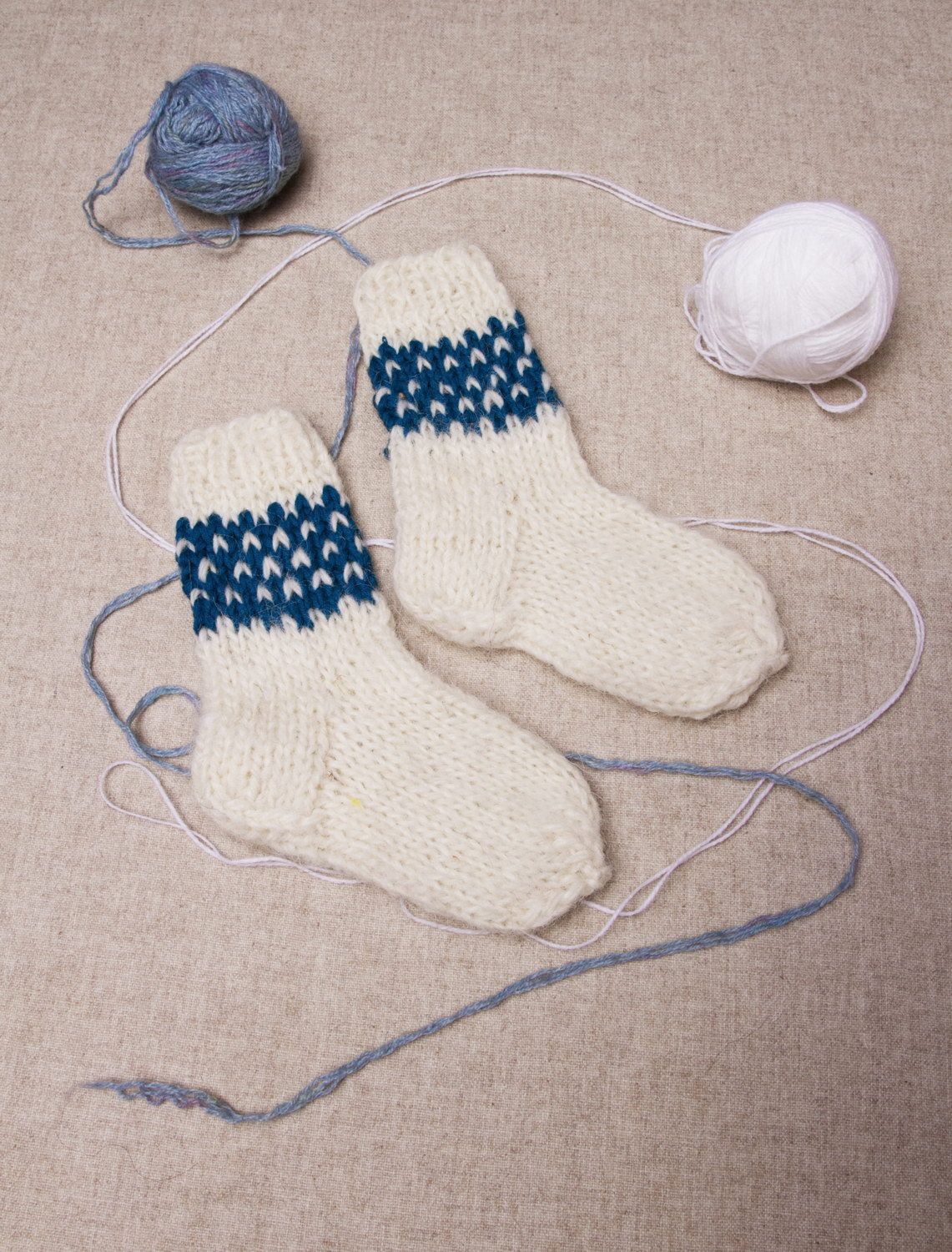 Calzini di lana per bambini fatti a mano calzini morbidi di lana naturale
 foto 1