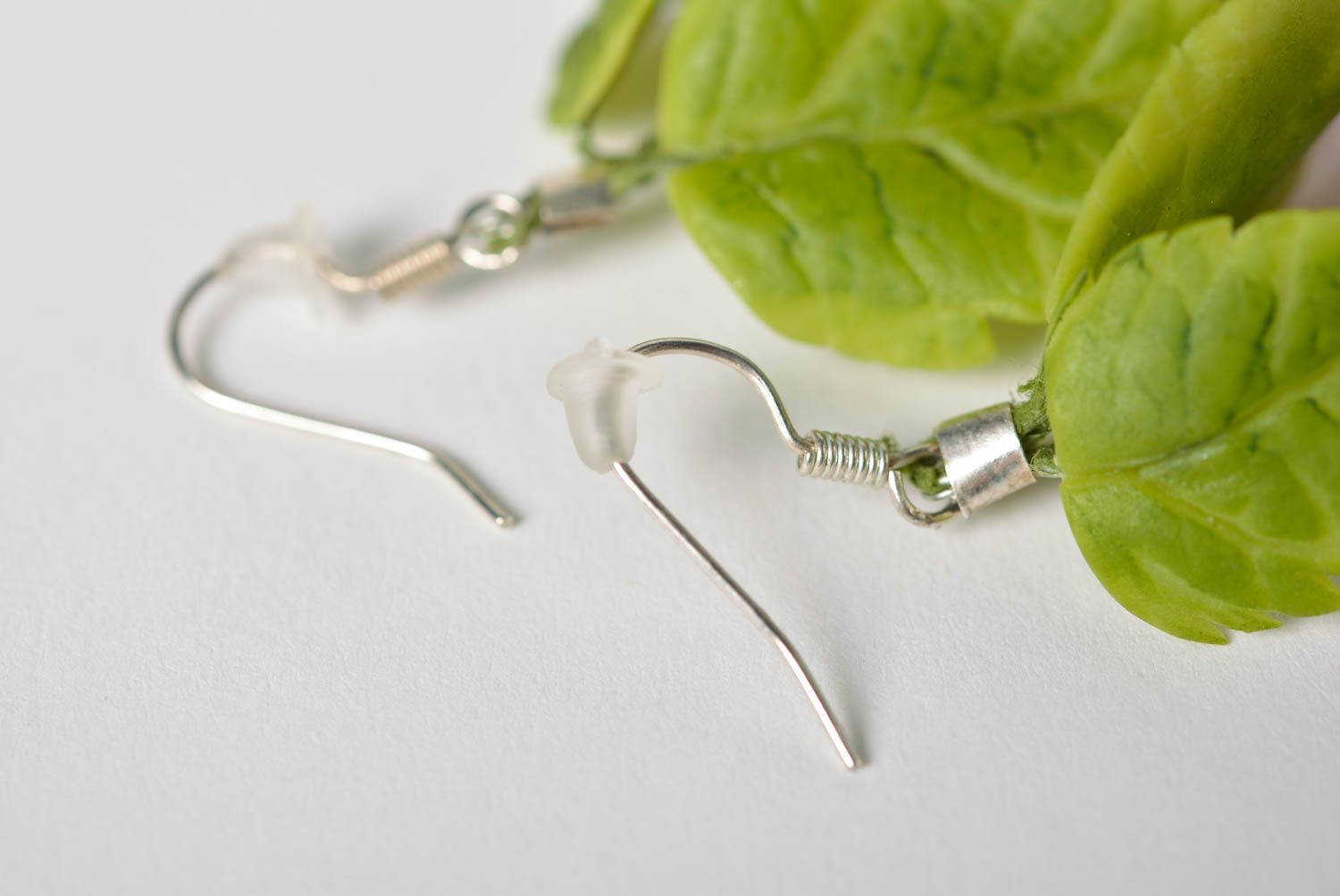 Unusual eye-catching handmade designer plastic flower earrings for women photo 3