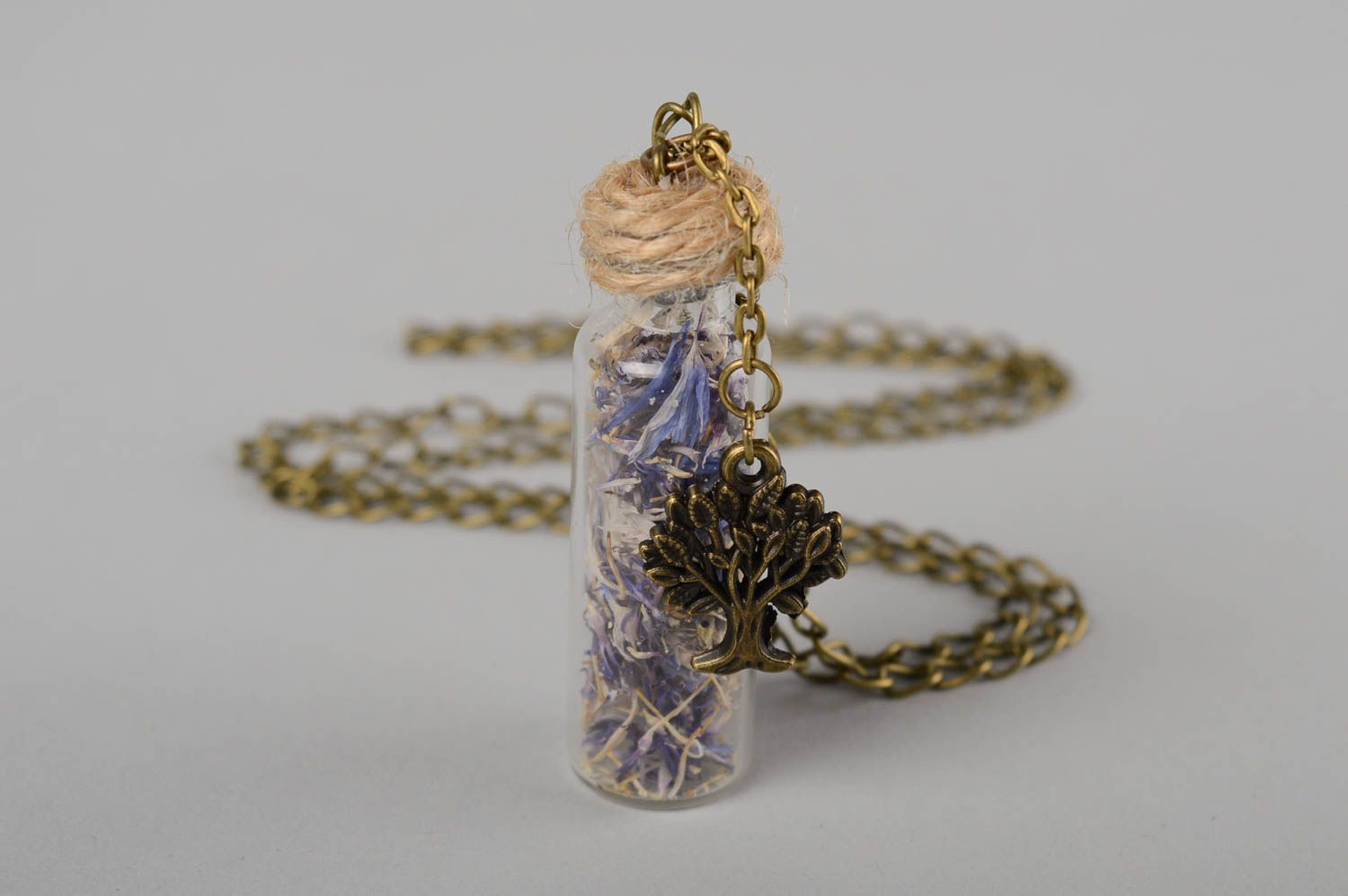Handmade pendant  pendant jar with the chain ladies gift pendant with cornflower photo 3