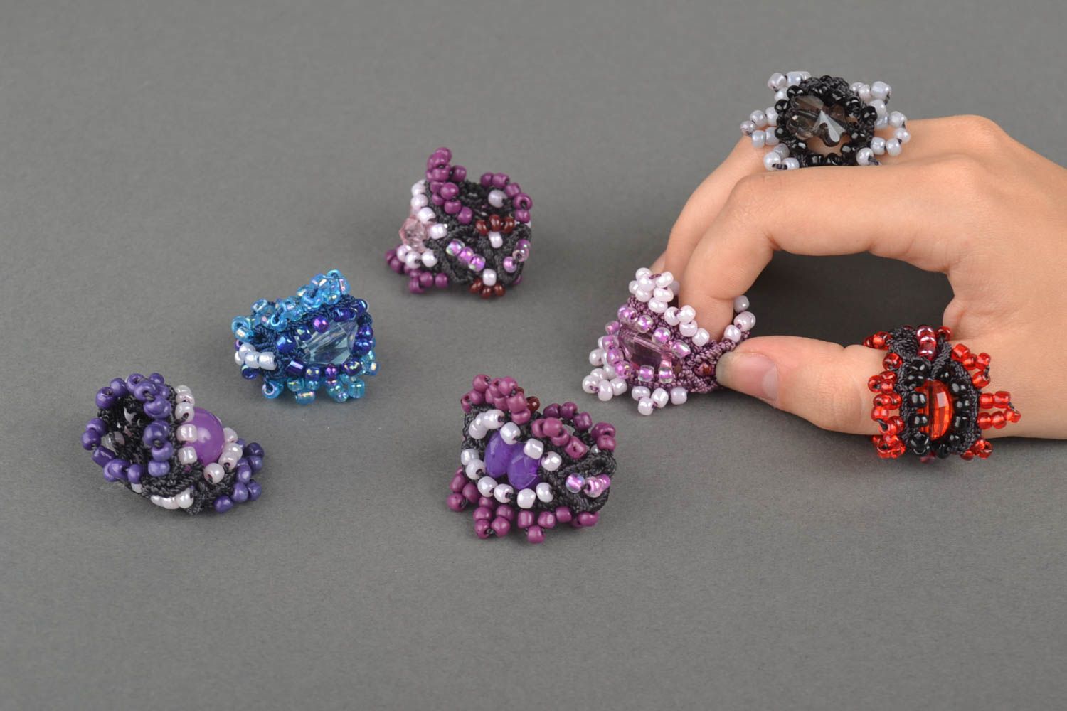 Handmade beaded jewelry 7 fashion rings kids accessories best gifts for girls photo 5
