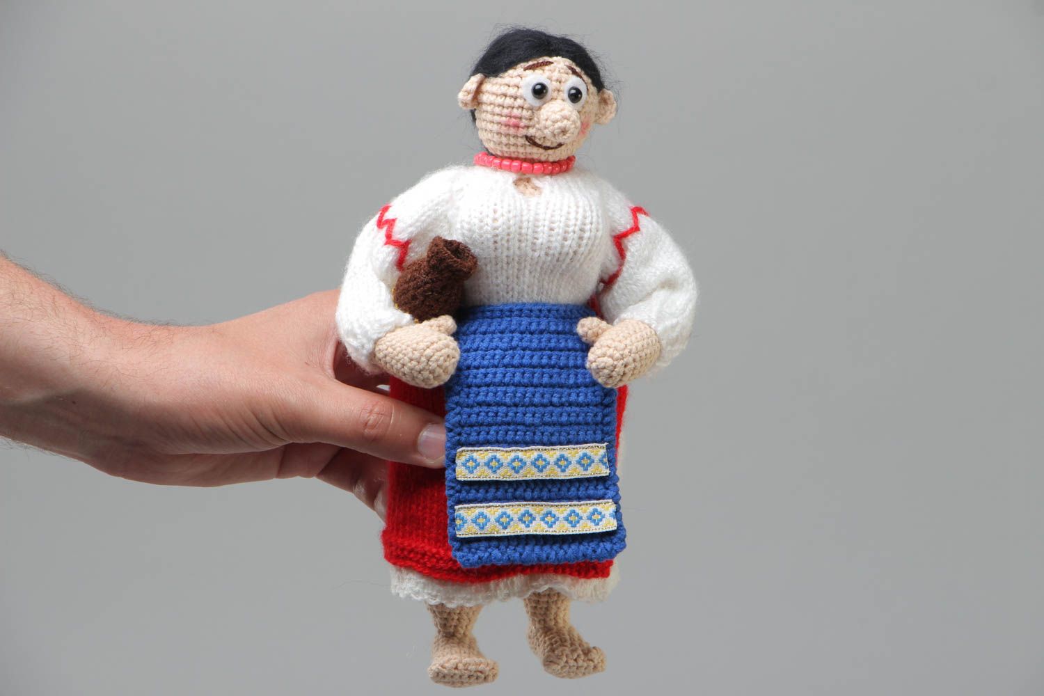 Children's handmade soft toy crochet of acrylic threads Ukrainian Girl photo 5
