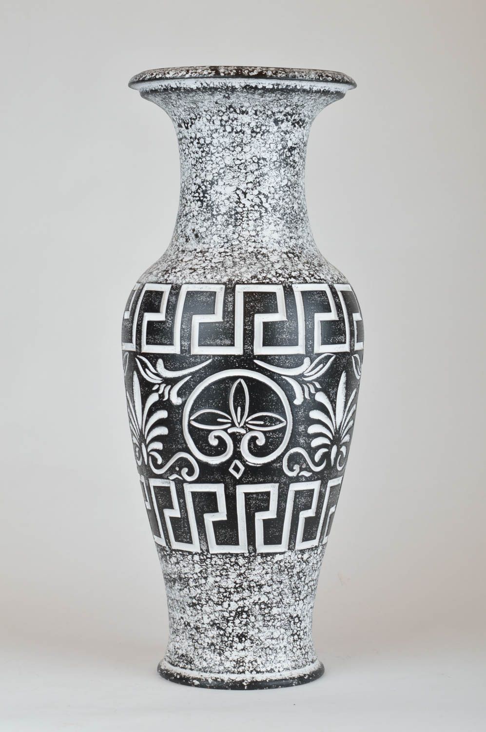 19 inches large decorative ceramic vase in greek-style in white&black colors 6,5 lb photo 2
