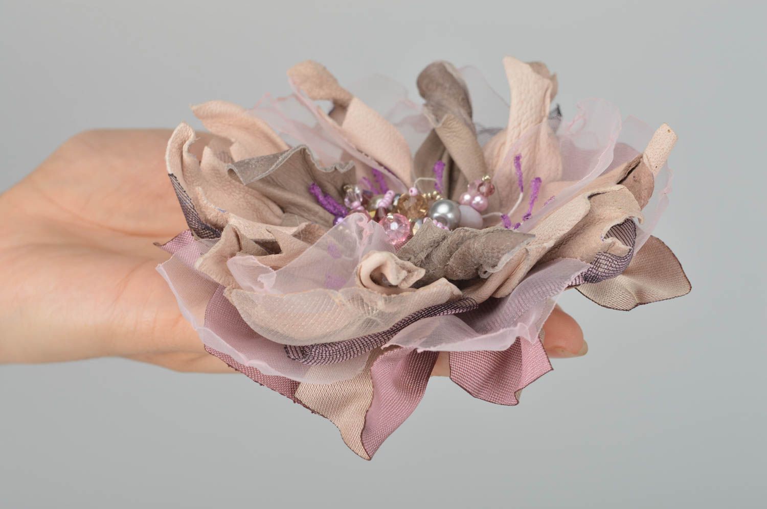 Handmade textile flower barrette flower hair clip hair accessories for girls photo 3