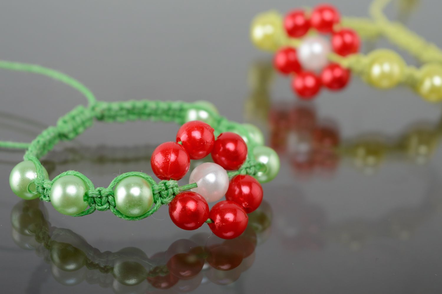 Woven macrame bracelet with ceramic beads photo 5