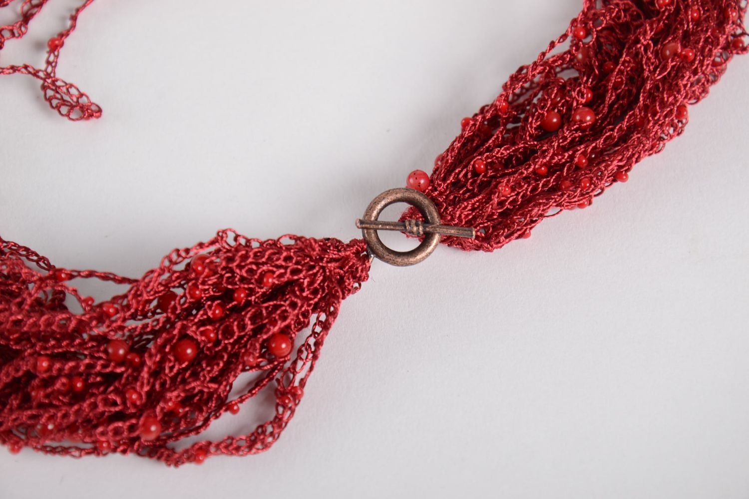 Damen Kette handmade Collier Halskette Schmuck gehäkelt Halskette rot schön foto 8