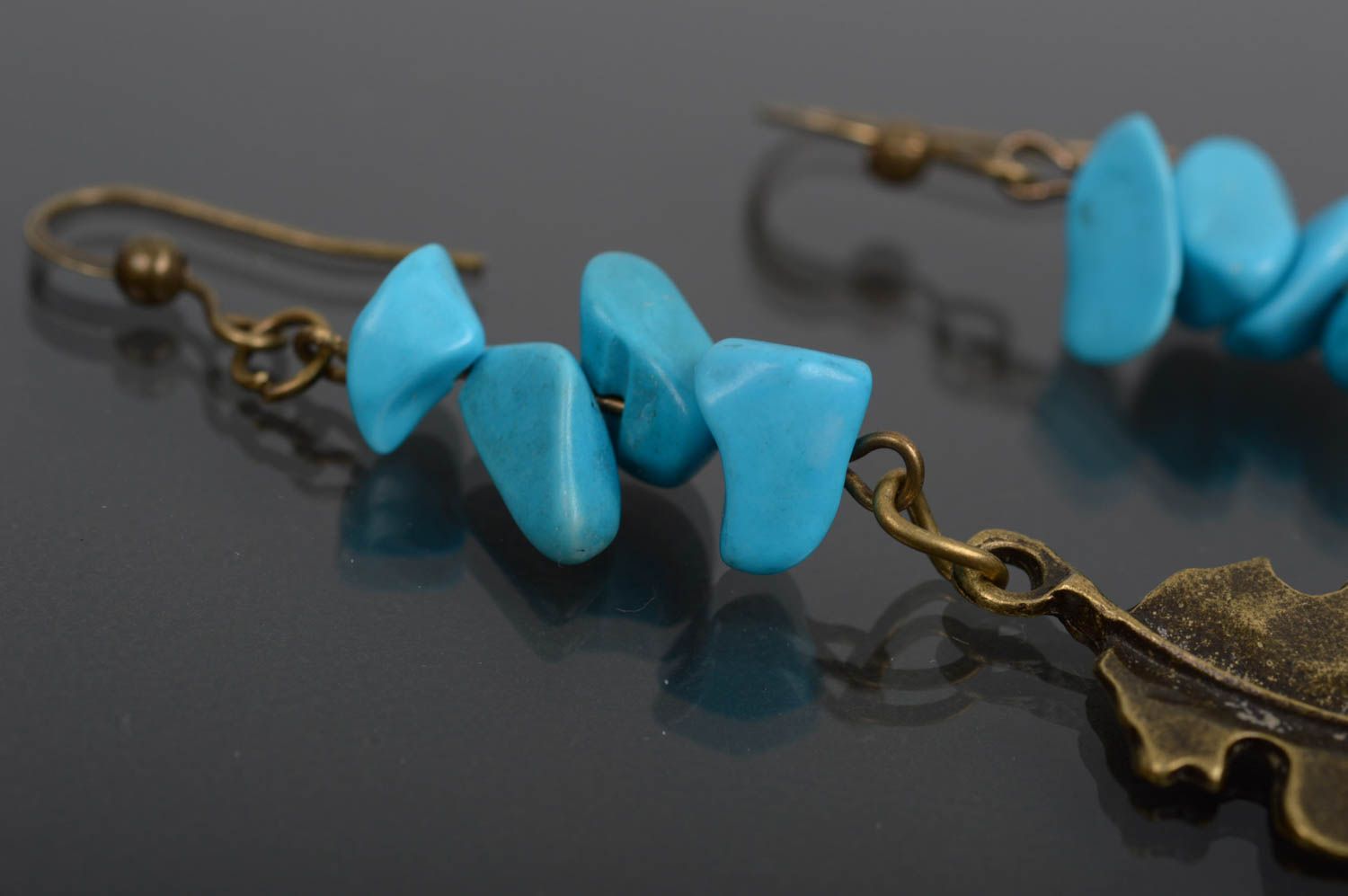 Handmade turquoise earrings unusual stylish earrings natural stone earrings photo 2