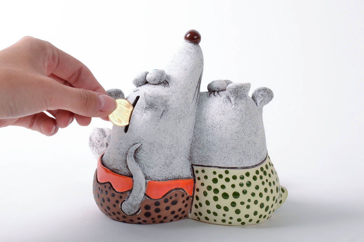 Clay money-box Mice in Love photo 4