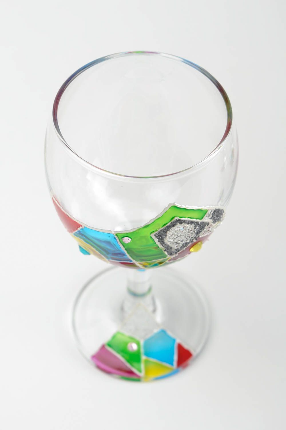 Verre à vin fait main Vaisselle design Art de table en verre 17,5 cl décor photo 3
