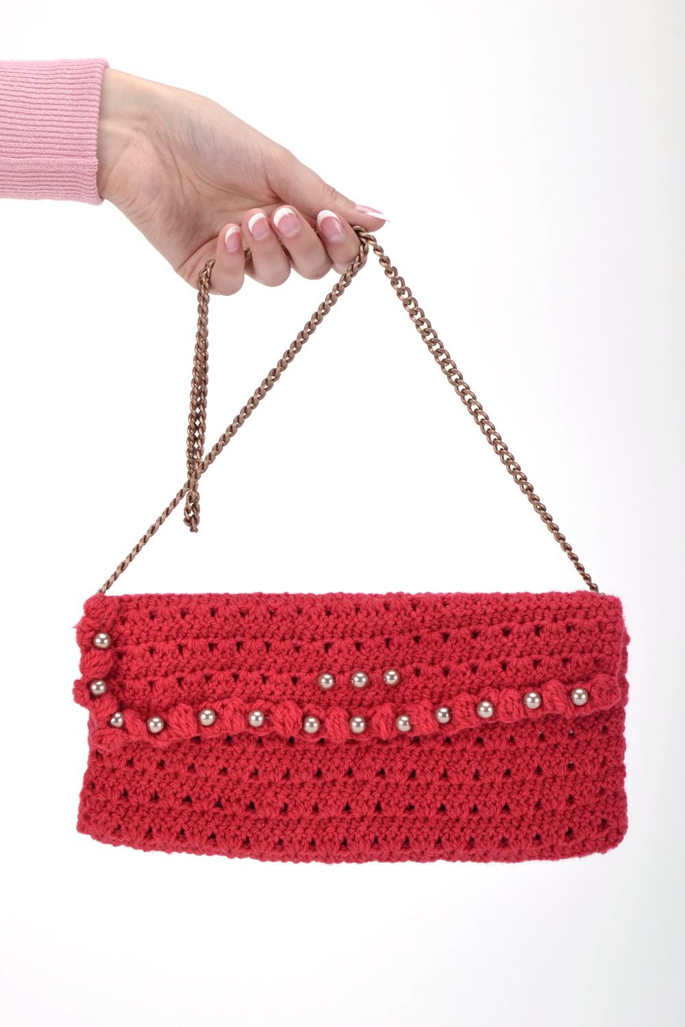 Handmade knitted purse photo 5