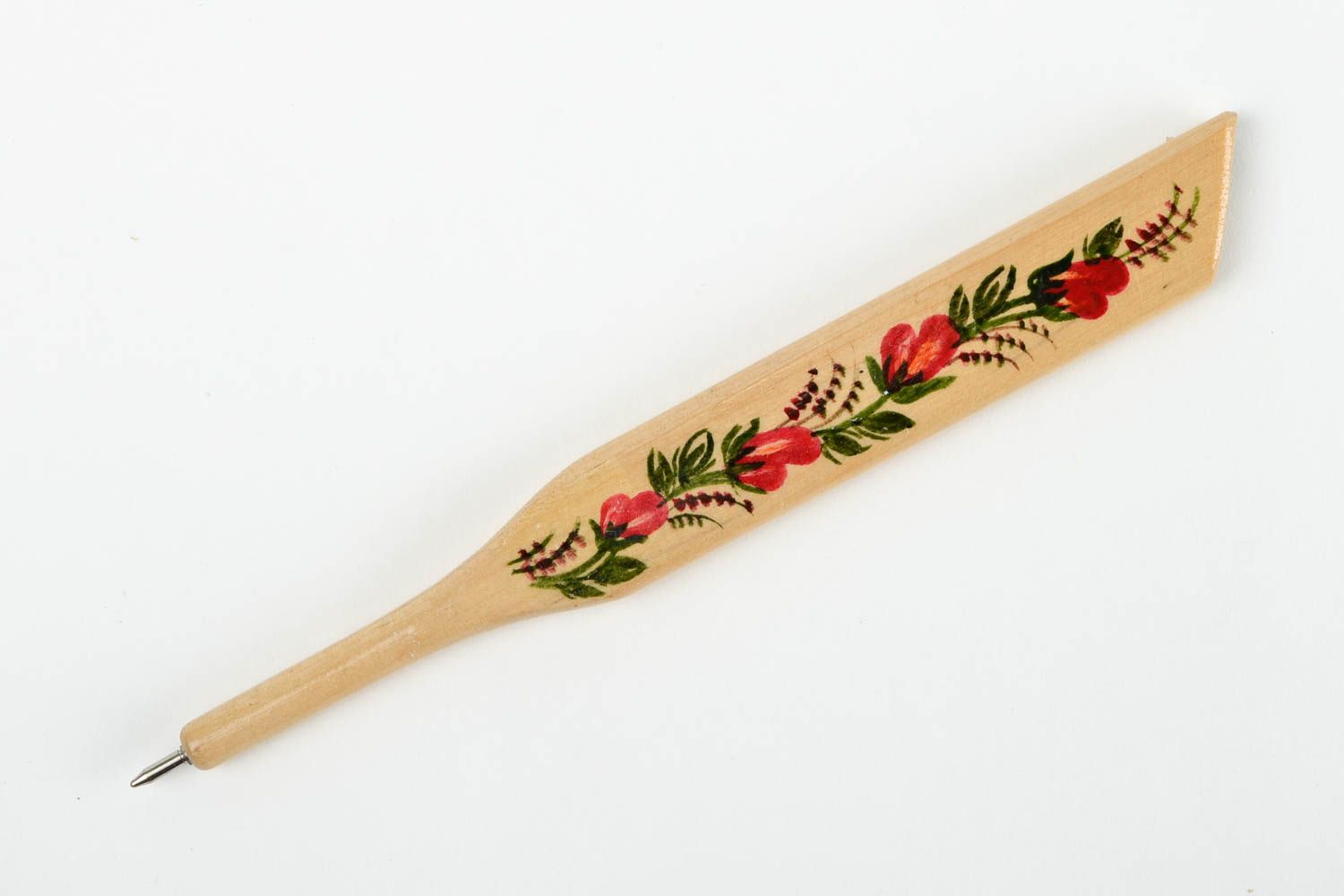 Красивая ручка подарок ручной работы этнический сувенир с петриковской росписью фото 3