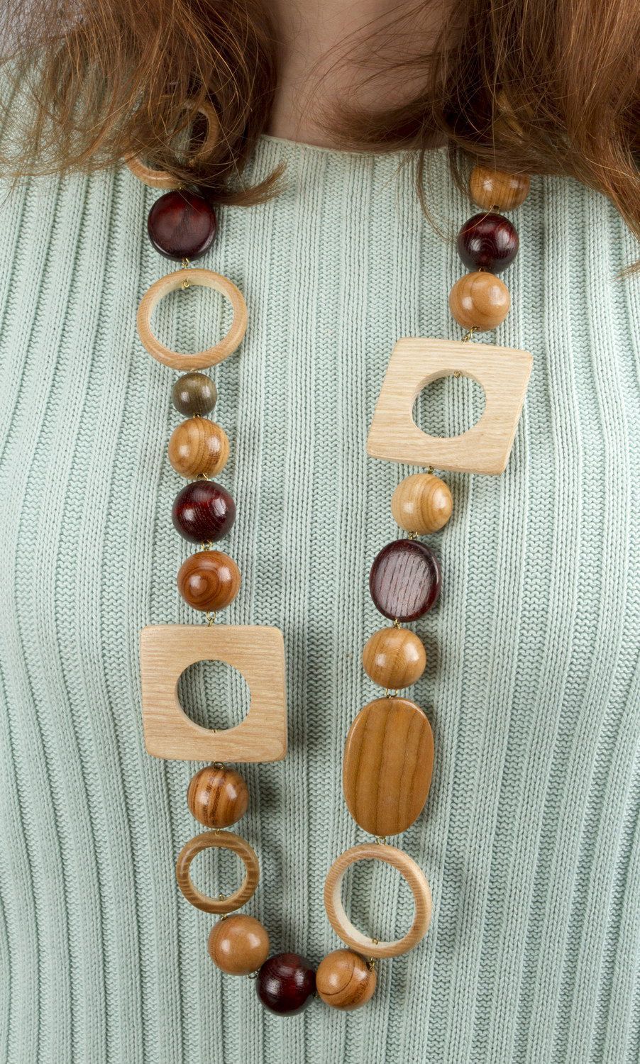 Halskette aus Holz ohne Schließe  foto 4