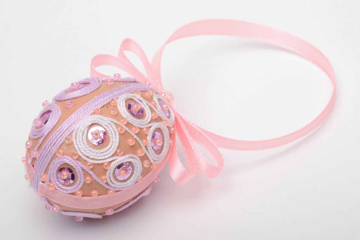 Interior hanging egg with beads and ribbon photo 4