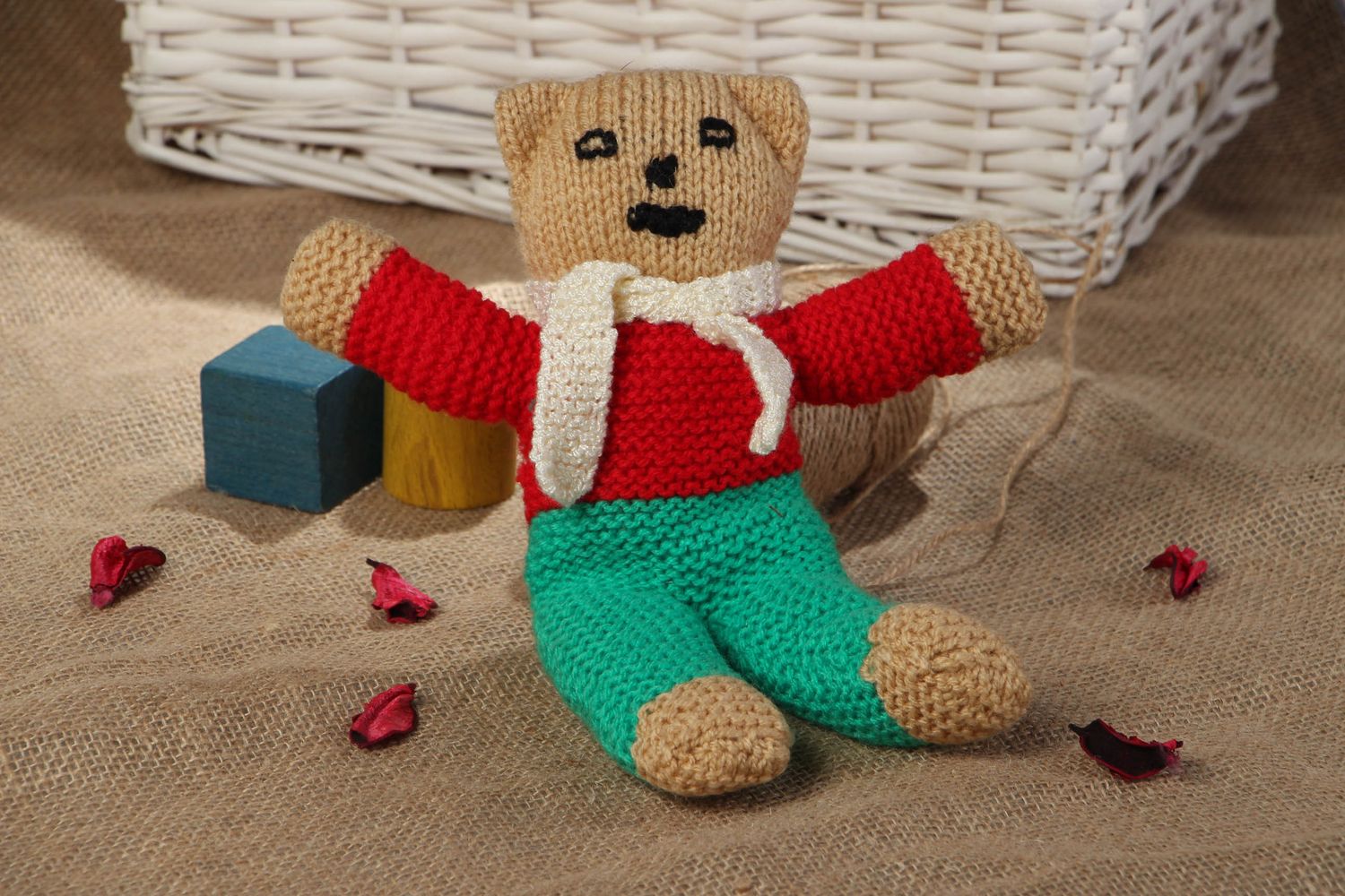 Homemade knitted toy Bear photo 5