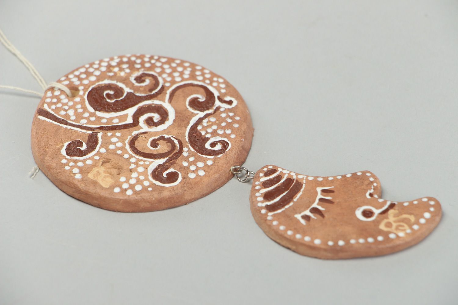 Handmade interior wall hanging decoration molded of polymer clay Cookie photo 2