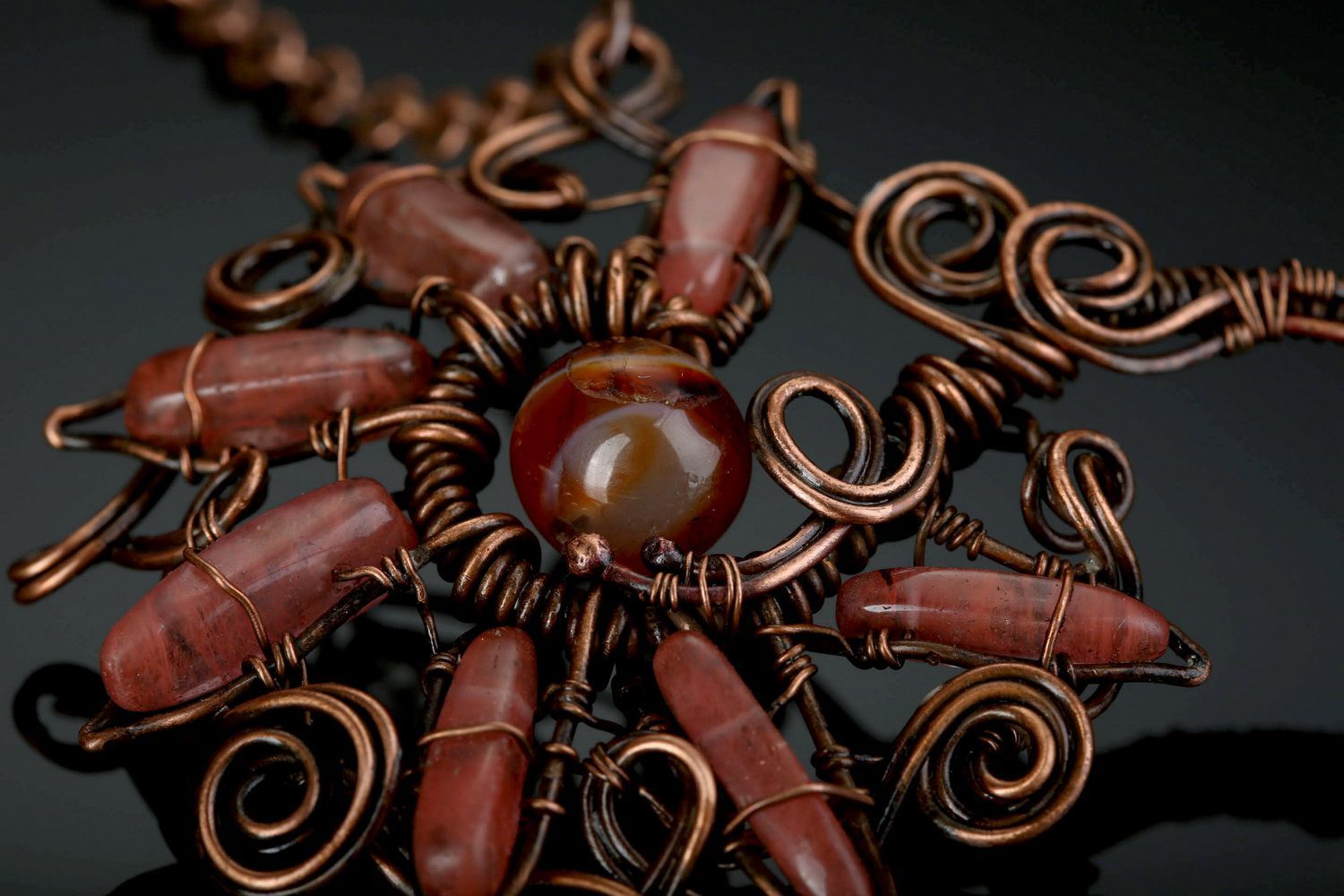 Necklace made of quartz and carnelian Svarog sun photo 4
