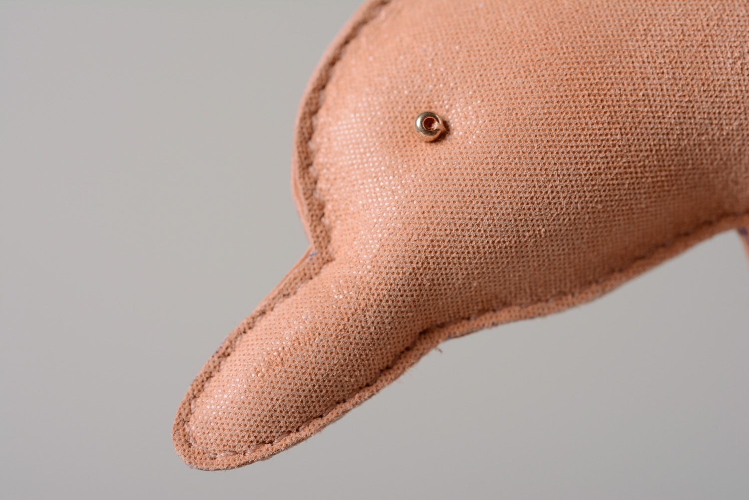 Handmade leather keychain or bag charm Pink Dolphin photo 2