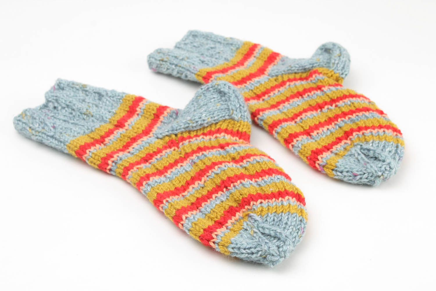 Chaussettes tricotées en laine rayées chaudes  photo 4