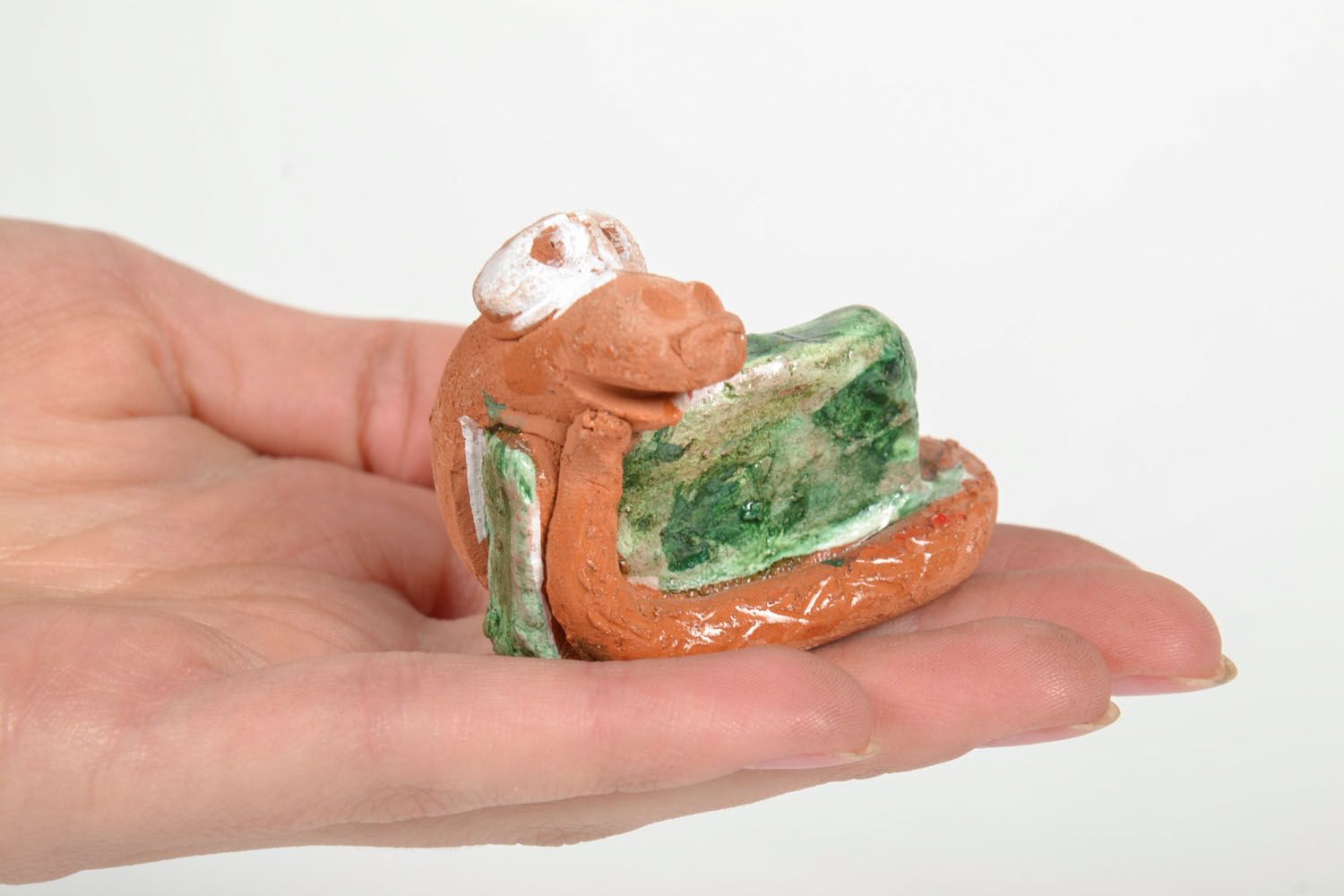 Statuetta serpente in argilla fatta a mano figurina decorativa in ceramica 
 foto 5