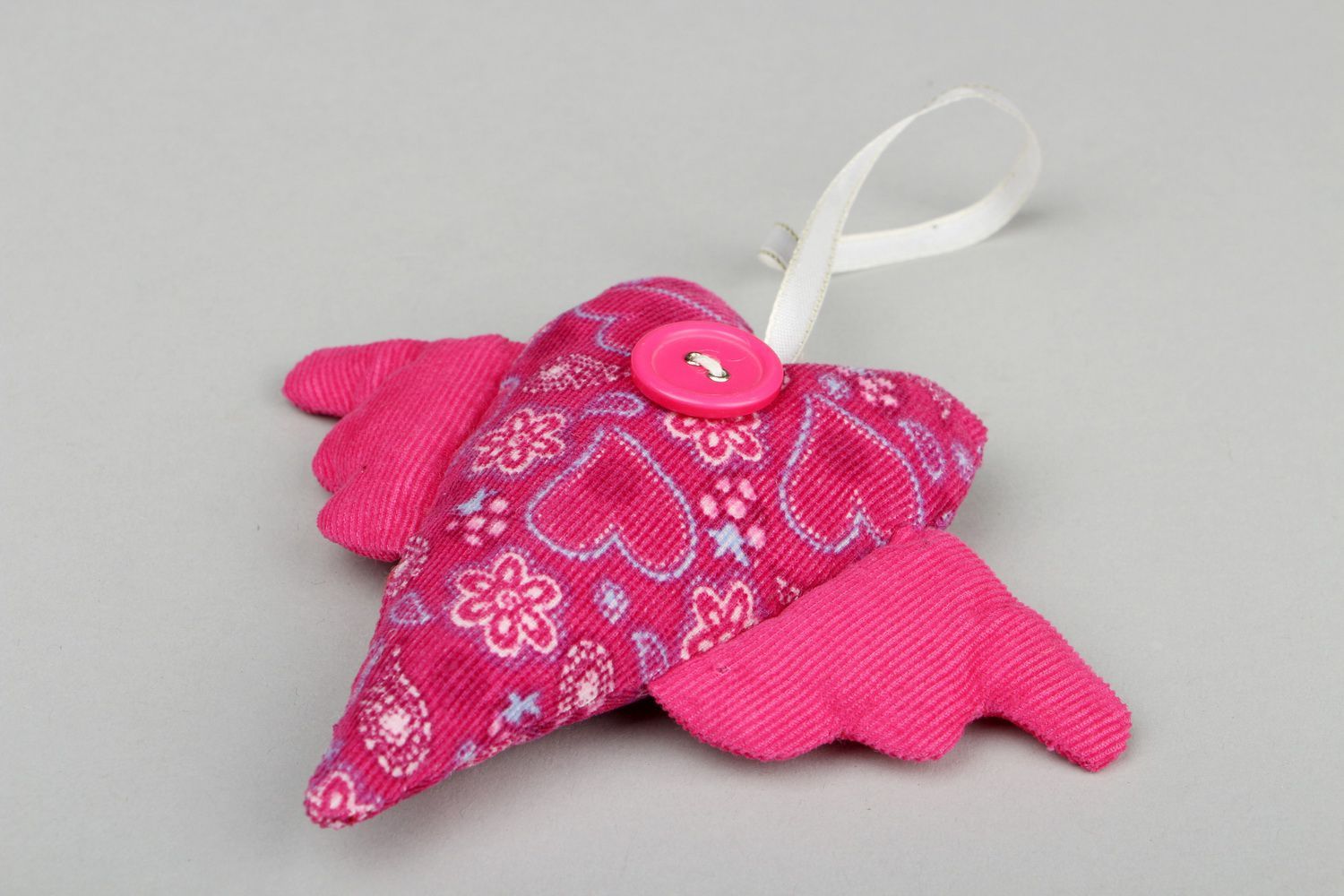 Soft fabric pendant Heart with wings photo 2